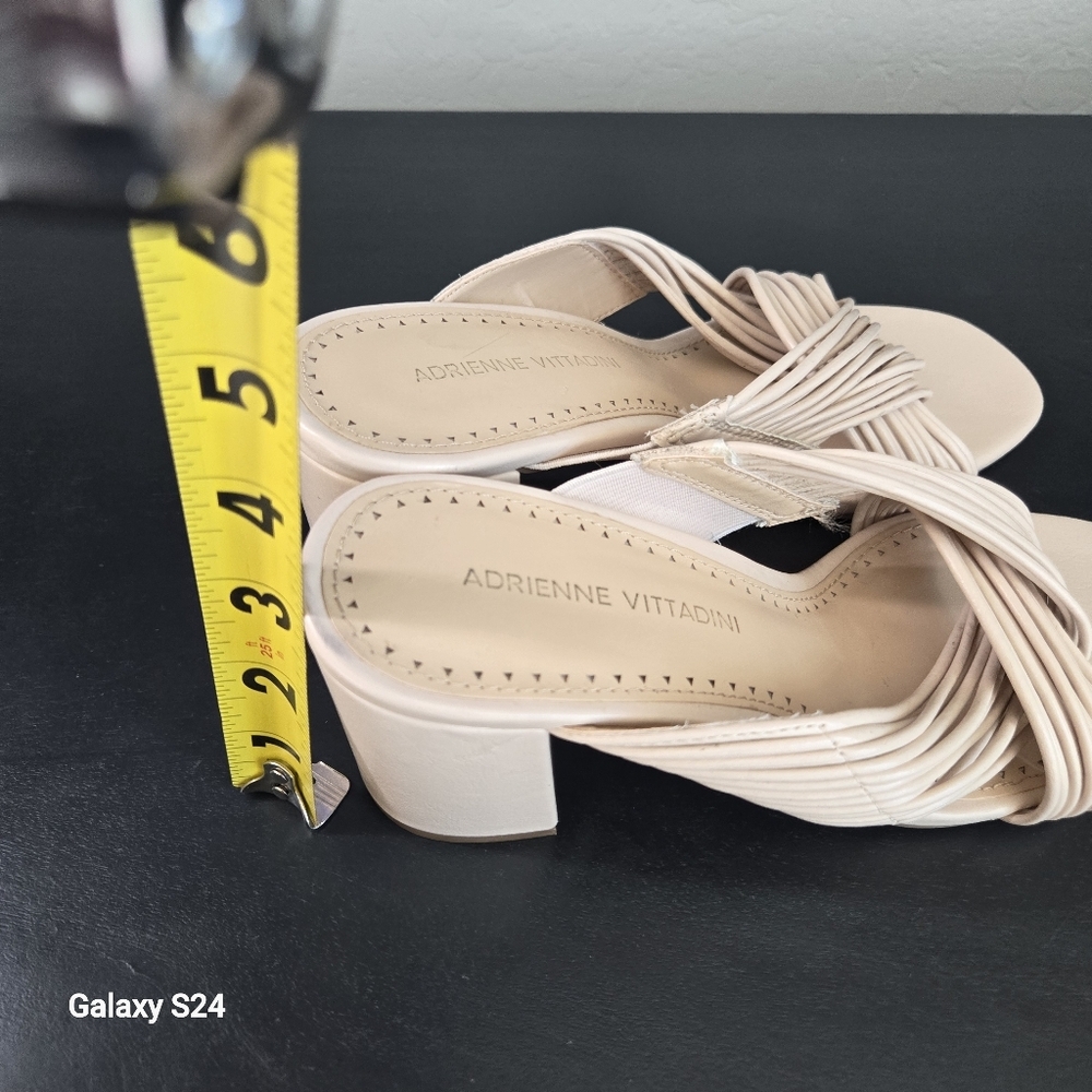 Adrienne Vittadini Annalee Block Heel Mule Sandals Cream Size 7.5 - Picture 11 of 13